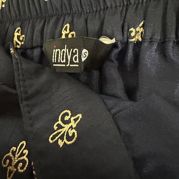 Cropped blue foiled gold pants - Picture 2 of 2